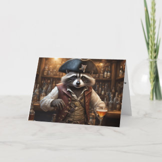 Carte Pirate Raccoon barman drôle histoire anniversaire