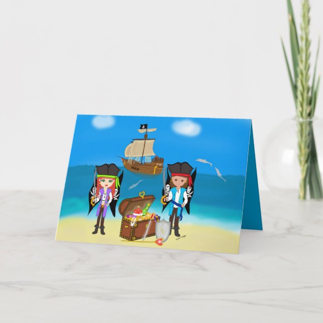 Carte Pirates et Treasure Greeting Card (Devant)
