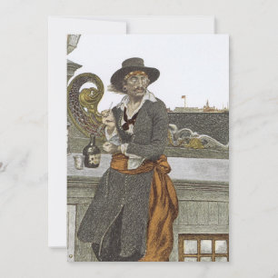 Carte Pirates Vintage, Kidd sur le pont de l'Adventure G