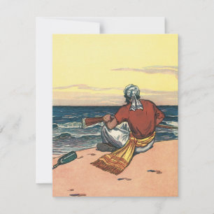 Carte Pirates Vintage, Naufragés sur une Île Déserte