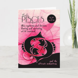 Carte Pisces Birthday for Her Pink 20 févr et 20 mars