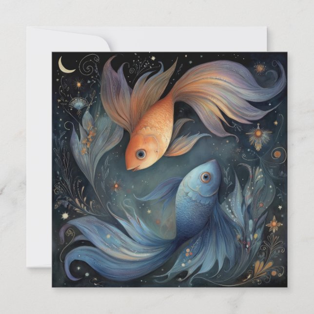 Carte Pisces Fish Zodiac Astrology Mystical Birthday (Devant)
