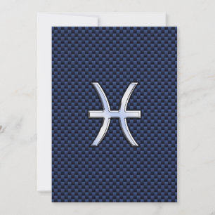 Carte Pisces Zodiac Sign on Blue Carbon Fibre Print