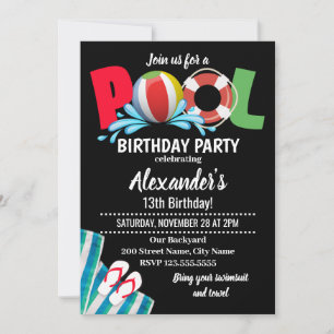 Carte Piscine fête d'anniversaire