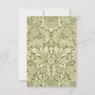 Carte Pissenlit de William Morris Damassé Vintage Olive