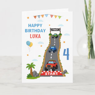 Carte Piste de course de Monster Truck Joyeux Anniversai