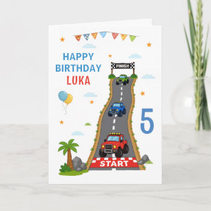 Carte Piste de course de Monster Truck Joyeux Anniversai