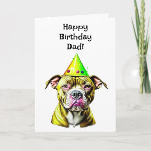 Carte Pitbull avec Casquette d'anniversaire   Anniversai