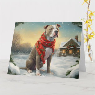 Carte Pitbull Chien dans Noël de neige