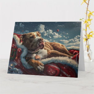 Carte Pitbull Chien Festif de Noël