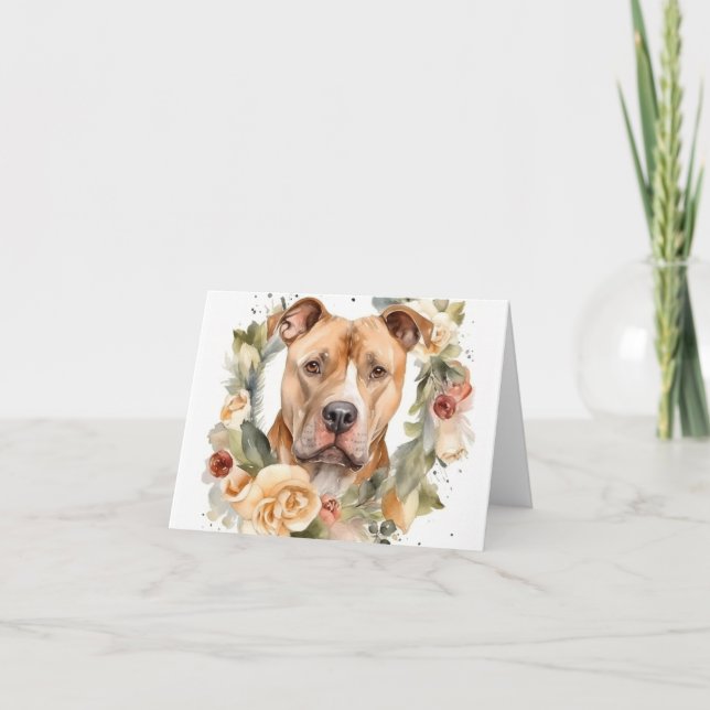 Carte Pitbull Christmas Wreath Festive Pup (Devant)