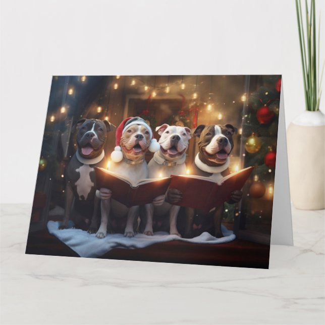 Carte Pitbull Terriers Noël Carolans Fun Holiday (Devant)