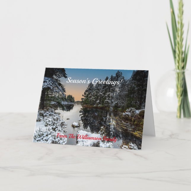Carte Pittoresque Noël hiver écossais Loch (Devant)