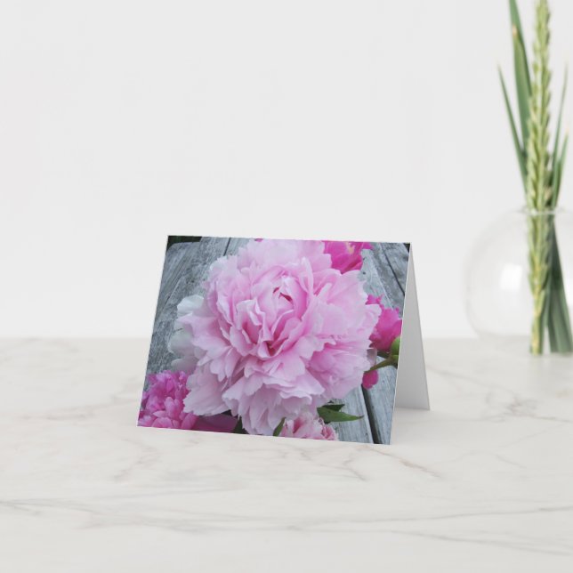 Carte Pivoines/carte pour notes roses de pivoine (Devant)