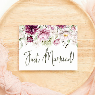 Carte Pivoines Rose Bourgogne Floral Just Married