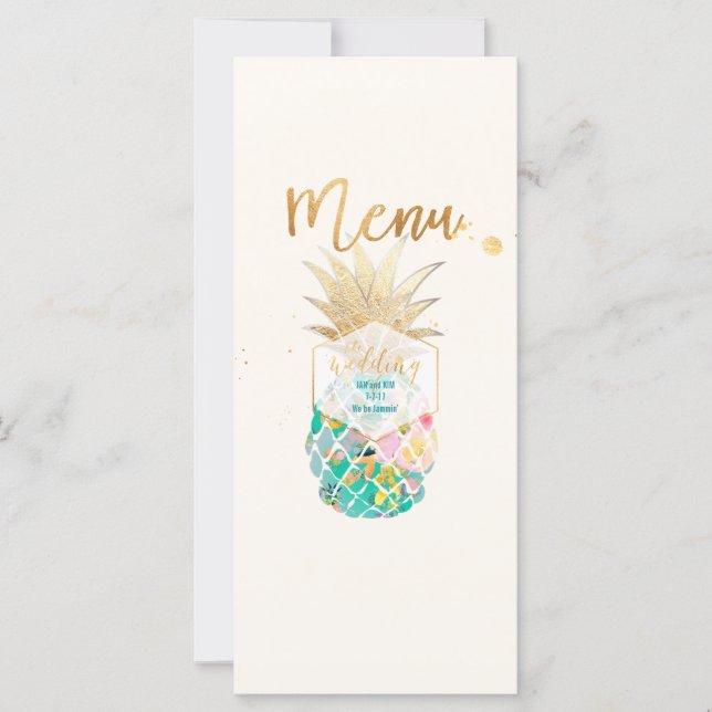 Carte PixDezines Aloha Ananas Faux Or (Devant)