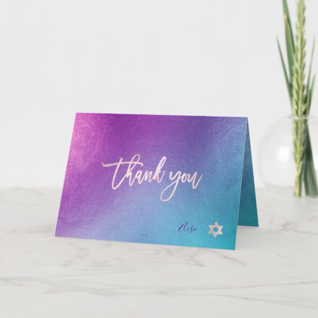 Carte PixDezines Iridescente Ombre Blue Viol ✡ Merci (Devant)