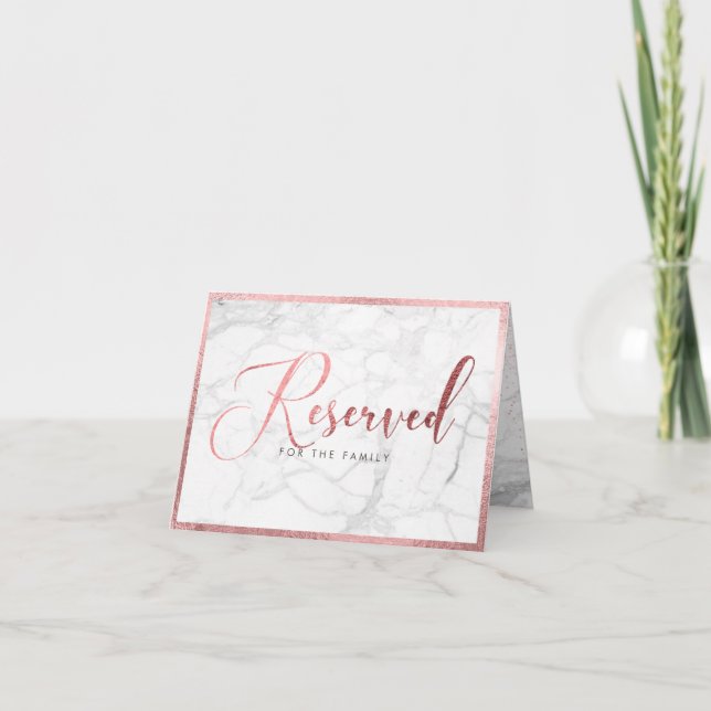 Carte PixDezines Marble Faux Rose Gold/Réservé Table (Devant)