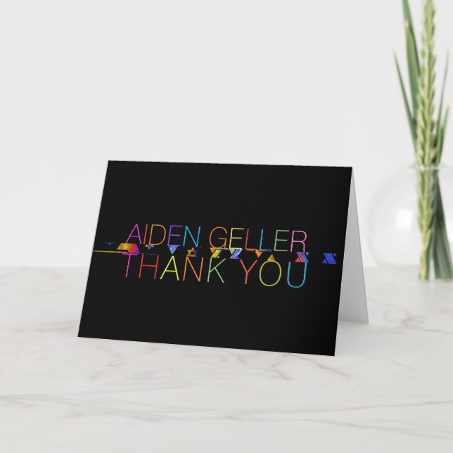 Carte PixDezines Neons Typographie Bar Mitzvah Merci (Devant)