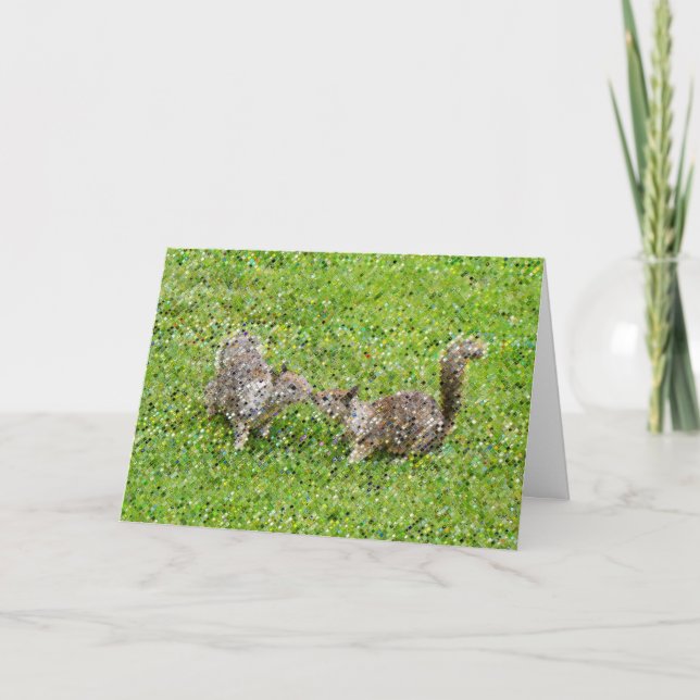 Carte Pixel Art - Deux écureuils (Devant)
