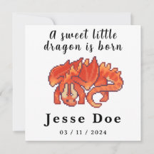 Pixel de Birth Boy Card Cute Dragon art