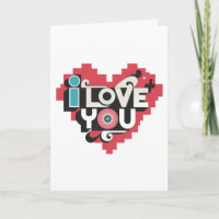 Pixel Heart Je t'aime Rétro Typographie 