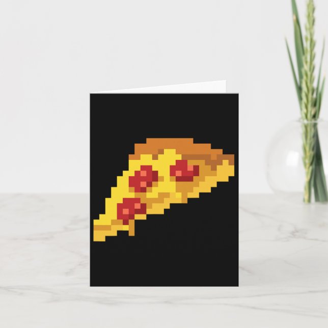 Carte Pixel Pizza jeu vidéo rétro 8 bits Halloween C (Devant)