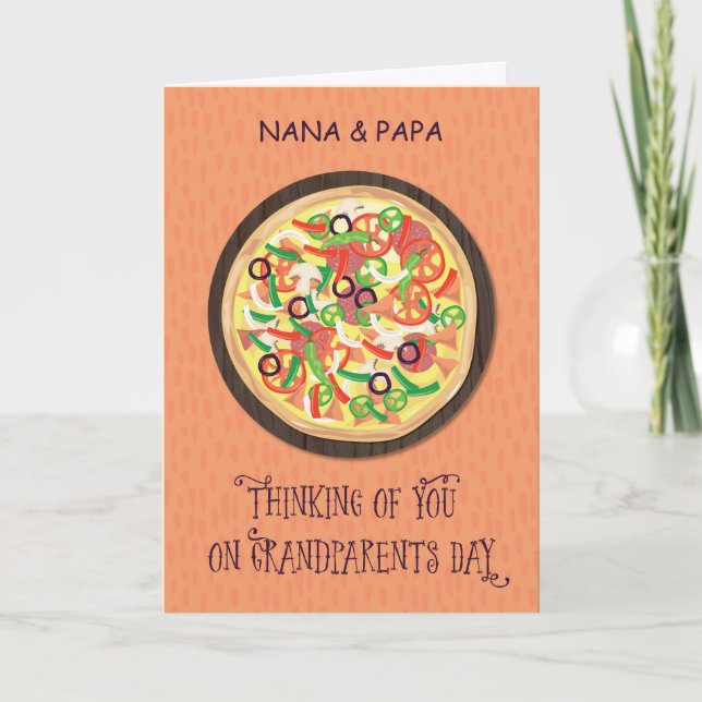 Carte Pizza personnalisable Nana et Papa Fête des grands (Devant)