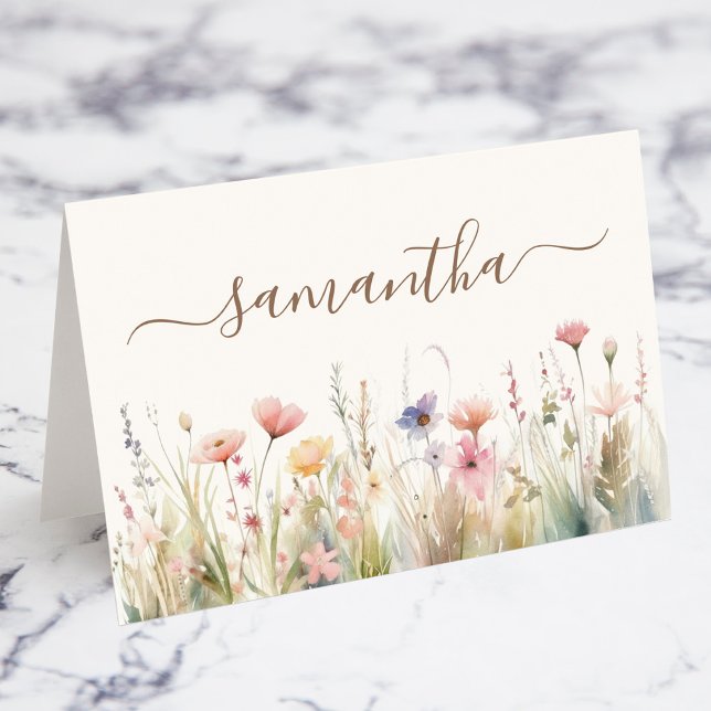 Carte Place individuelle pour Fleur sauvage de pra (Watercolor Meadow Wildflower Individual Place Cards)