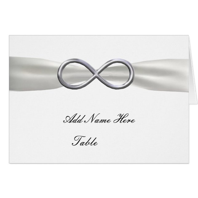 Carte Place Mariage blanc Silver Infinity (Devant Horizontal)