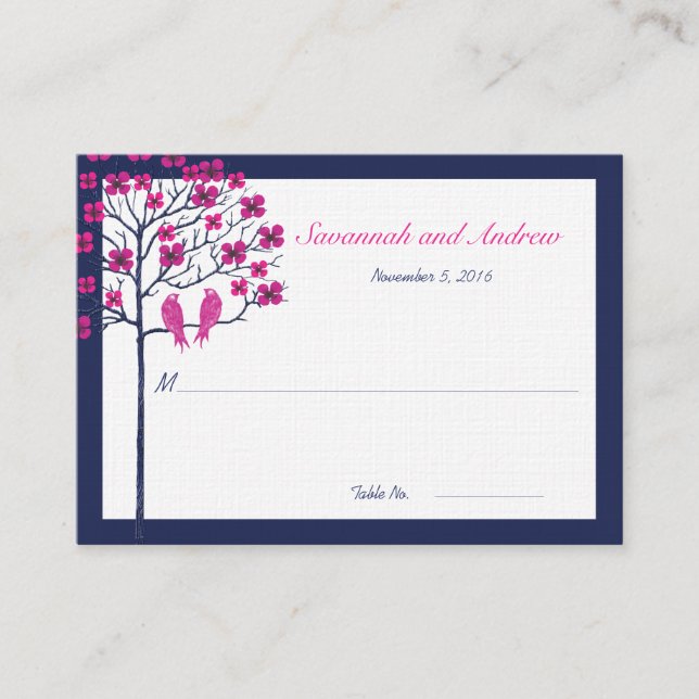 Carte Place Mariage pour les oiseaux Vintages de l (Devant)