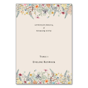 Carte Place pliable simple Fleur sauvage Fern Mari