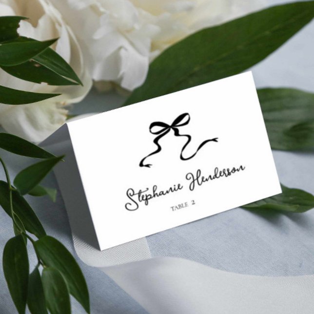 Carte Place pliée Mariage Bow moderne (modern bow wedding folded place card, unique bow tent seating card)