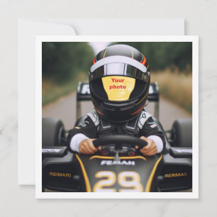 Carte Placez mon visage dans la photo, voiture de course