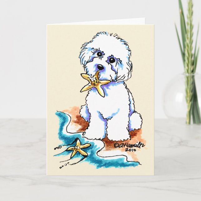 Carte Plage Babe Bichon Frise (Devant)