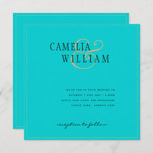 Carte Plage classique Turquoise Gold Mariage Carré