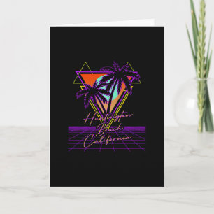 Carte Plage de Huntington Californie Rétro 80s Vaporwave