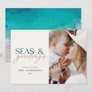 Carte plage de l'océan moderne photo famille