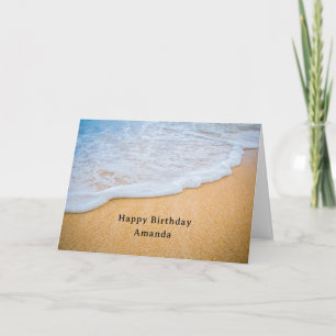 Carte Plage de sable avec Surf en mousse Anniversaire