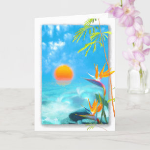 Carte PLAGE ENSOLEILLÉE Oiseaux du paradis