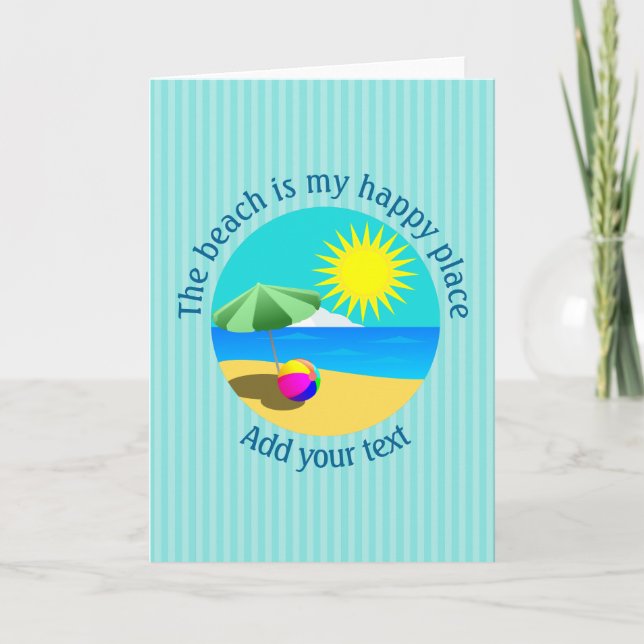 Carte Plage, Été, Joyeux Lieu Personnalisé (Devant)