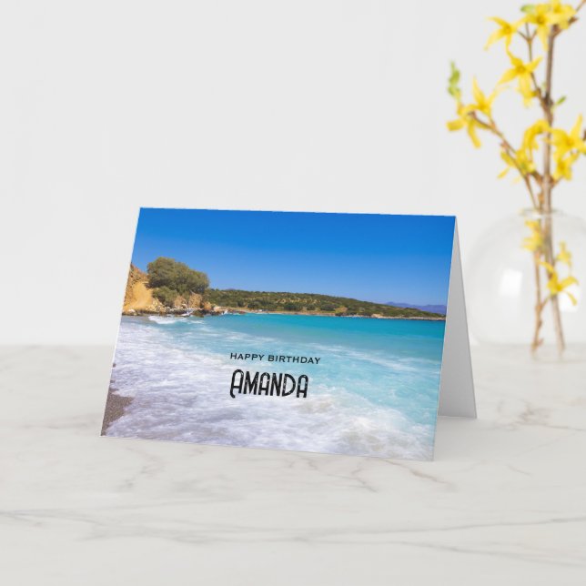 Carte Plage exotique Île tropicale Paradis Anniversaire (Fleur jaune)