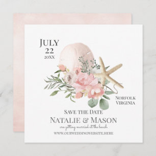 Carte Plage Floral Sable Dollar Starfish Enregistrer la 