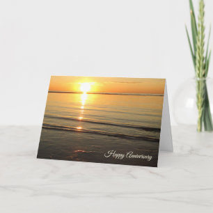 Carte Plage heureuse d'océan de coucher du soleil de