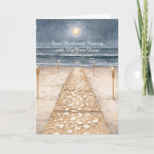 Carte Plage Océan Amour Soir Enchanté