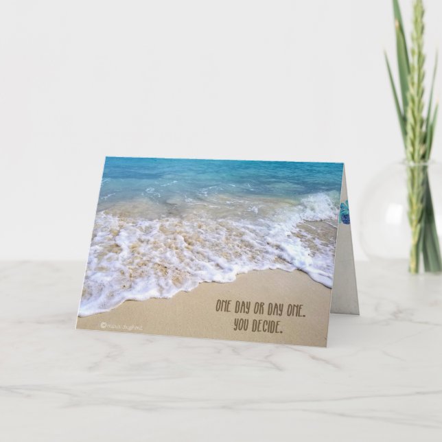 Carte plage océanique avec une citation inspirante (Devant)