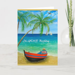 Carte Plage Palm Trees Bateaux Tropiques Journée Parfait