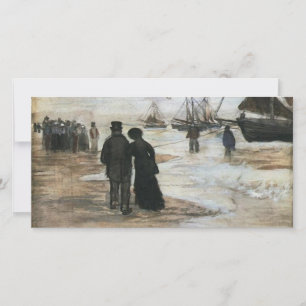 Carte Plage, Personnes Promenade & Bateaux Van Gogh Art