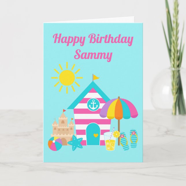 Carte Plage pour enfants sympa été Anniversaire (Devant)