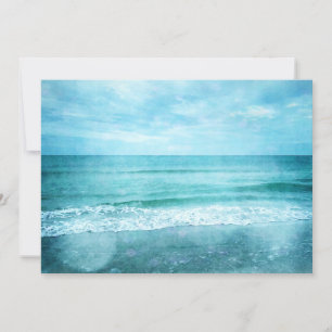 Carte Plage Retro - Océan côtier Aquarelle bleu Turquois